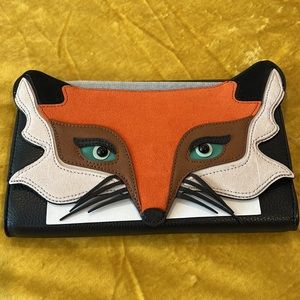 Kate Spade New York Blaze A Trail Fox Leather Clutch, NWT